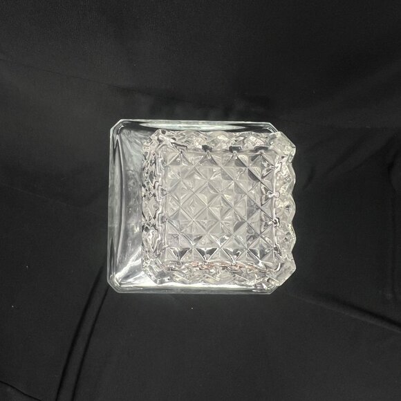 Luminarc Clear Diamond Pattern Crystal Decanter and Square Stopper - 8.75" Tall - Picture 3 of 10